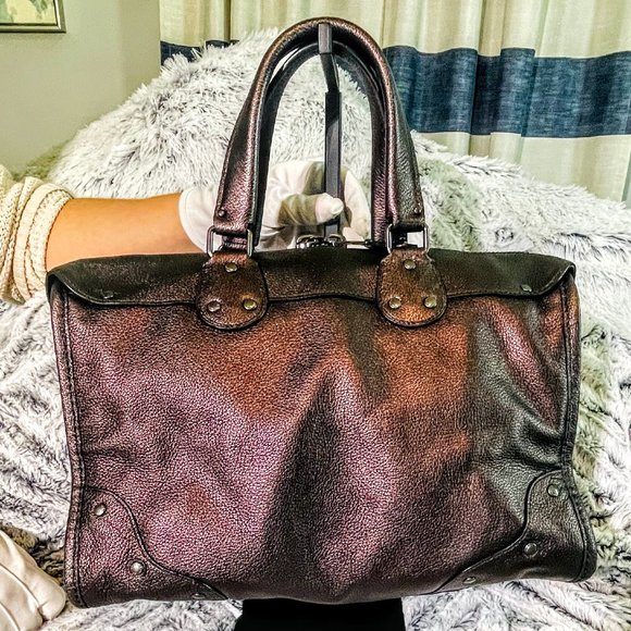 EUC - COACH RHYDER SATCHEL IN METALLIC TWO-TONE LEATHER (F33739) - Picture 2 of 10